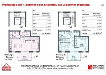 1 oder 2 Zi. OG mit Balkon ca.44 m² - Wohnung 5 - Sudetenstr. 7, 79787 Lauchringen - Neubau Wohnung kaufen 79787 Lauchringen Bild mittel