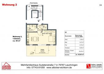 1 Zi. EG mit Terrasse ca. 48 m² - Wohnung 2 - Sudetenstr. 7, 79787 Lauchringen - Neubau Wohnung kaufen 79787 Lauchringen Bild mittel