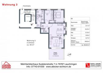 2 Zi. EG mit Terrasse ca. 69 m² - Wohnung 3 - Sudetenstr. 7, 79787 Lauchringen - Neubau Wohnung kaufen 79787 Lauchringen Bild mittel