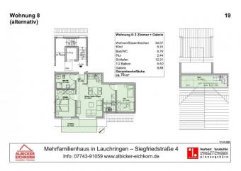 3 Zi. + Galerie DG mit Balkon ca. 75 m² - Wohnung 8 - Siegfriedstr. 4, 79787 Lauchringen - Neubau Wohnung kaufen 79787 Lauchringen Bild mittel