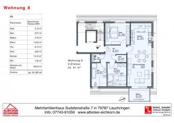 3 Zi. OG mit Balkon ca.91 m² - Wohnung 8 - Sudetenstr. 7, 79787 Lauchringen - Neubau Wohnung kaufen 79787 Lauchringen Bild mittel