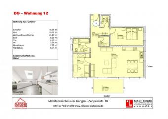 Tiengen-3,5 Zimmer Dachgeschosswohnung mit Balkon ca. 100 m² mit Lift-ERSTBEZUG Wohnung mieten 79761 Waldshut-Tiengen Bild mittel